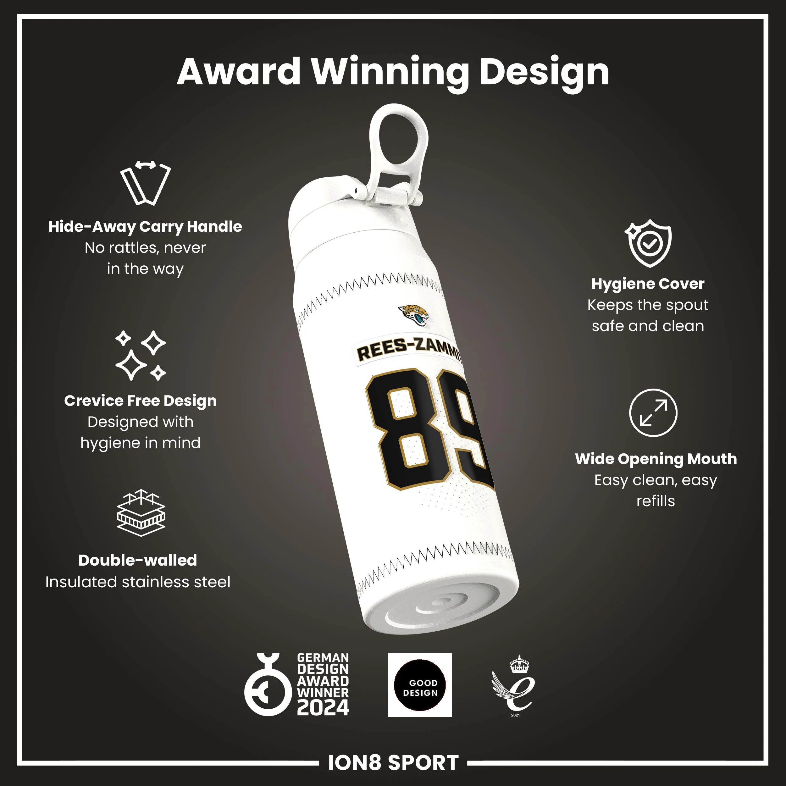 NFL x ION8, Isolierte Edelstahl, Zammit Jaguars, 750 ml - Image 6