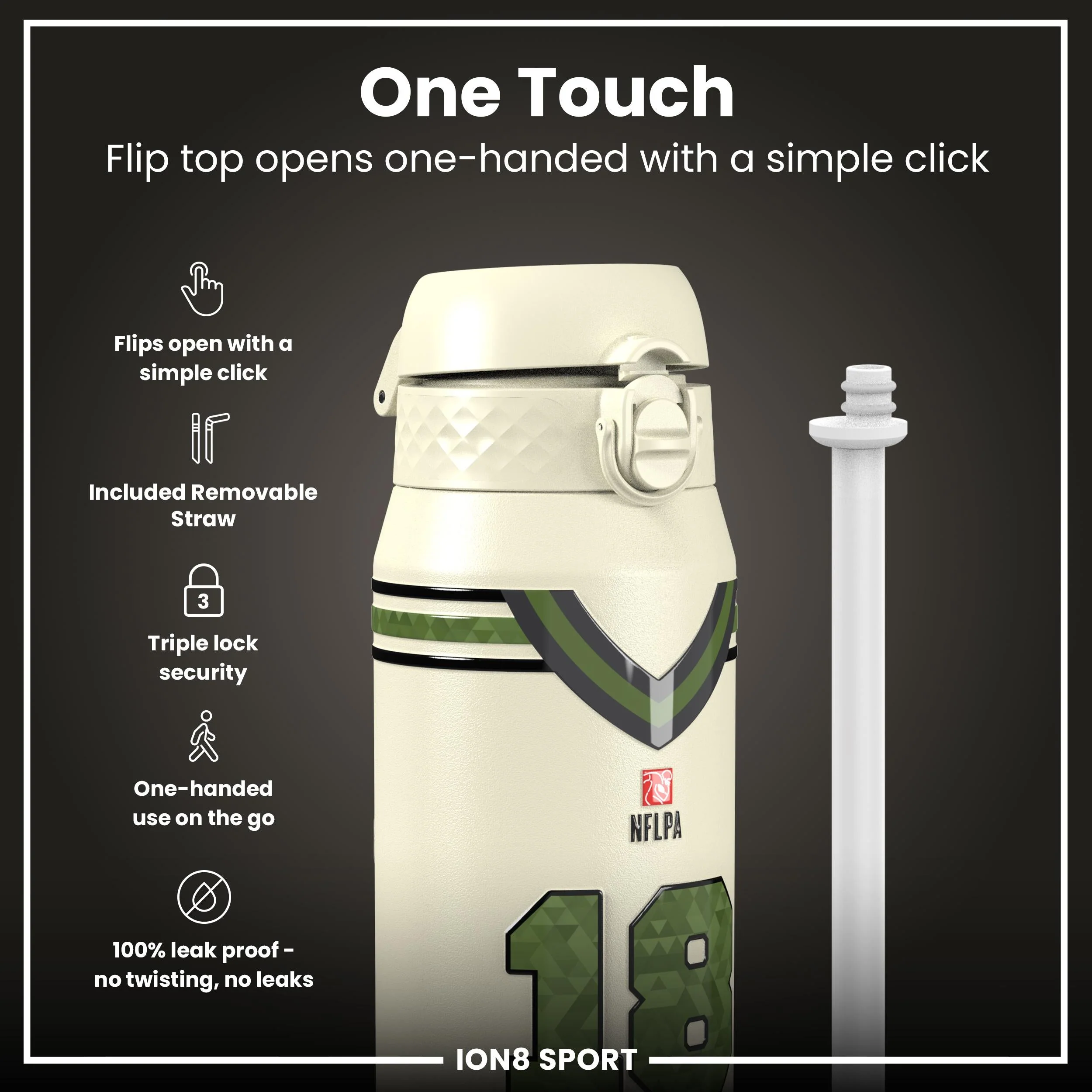 NFL x ION8, Isolierte Edelstahl, Icon Series, Caleb Williams, 750 ml - Image 3