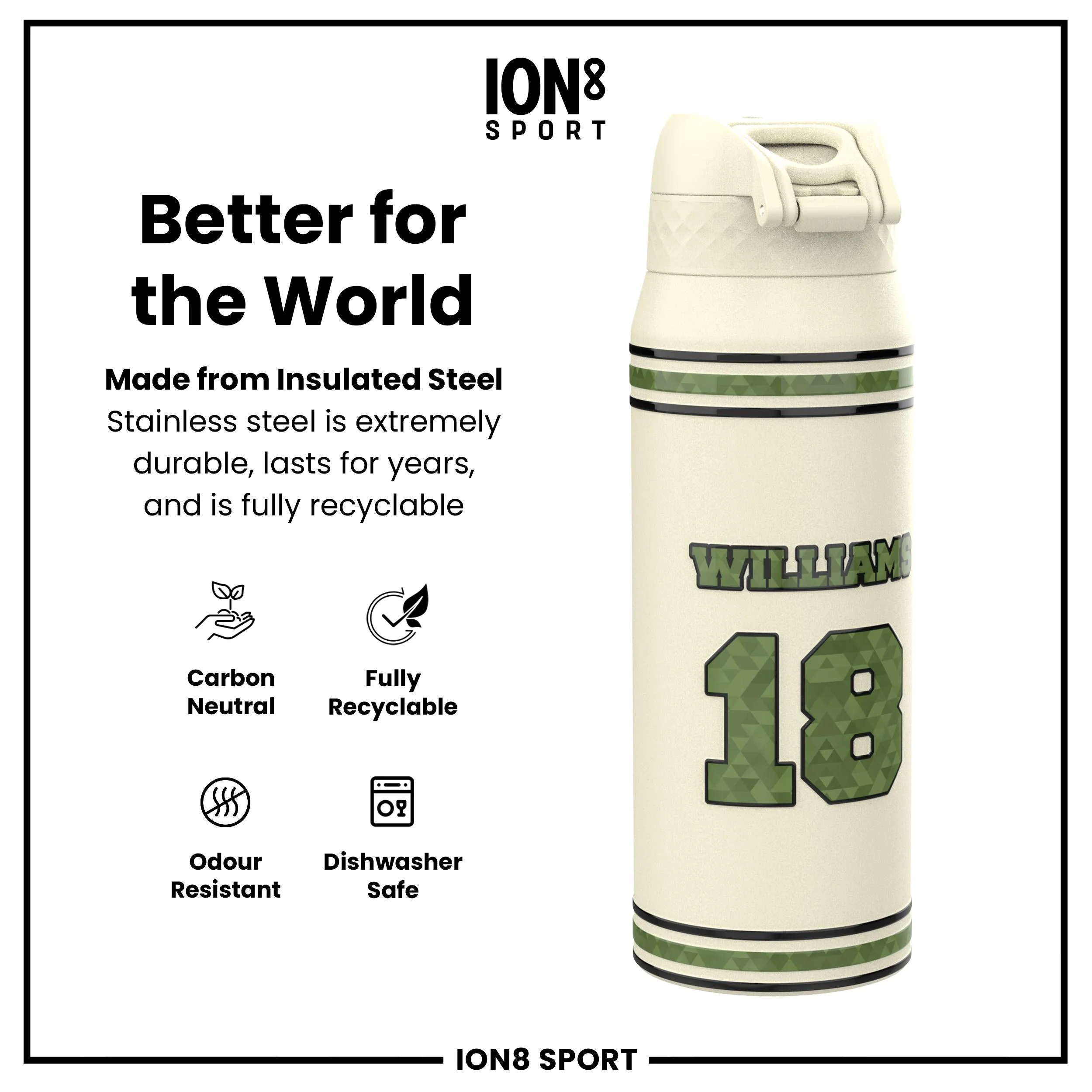 NFL x ION8, Isolierte Edelstahl, Icon Series, Caleb Williams, 750 ml - Image 5