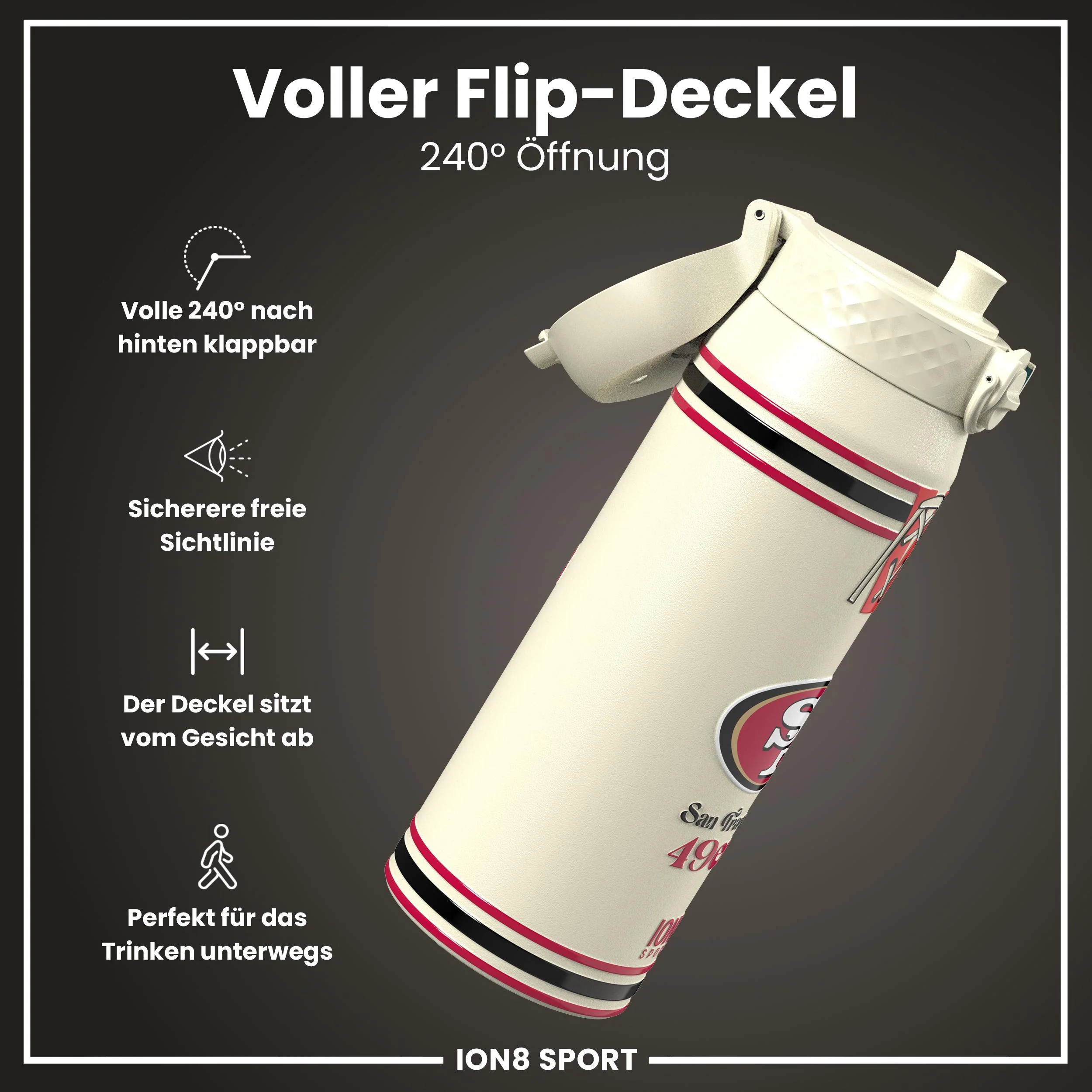 NFL x ION8, Isolierte Edelstahl, 49ers, 750 ml - Image 4