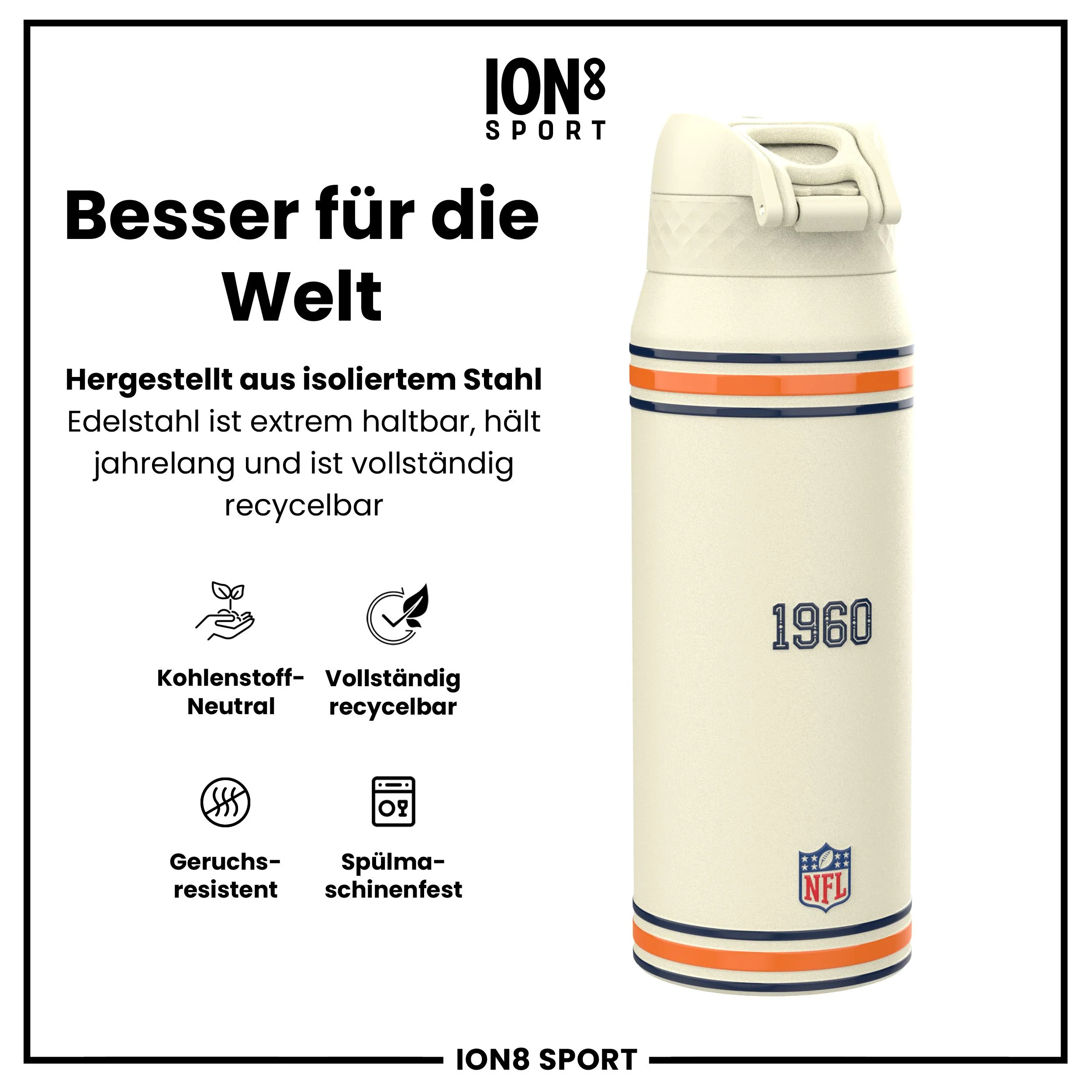 NFL x ION8, Isolierte Edelstahl, Broncos, 750 ml - Image 5