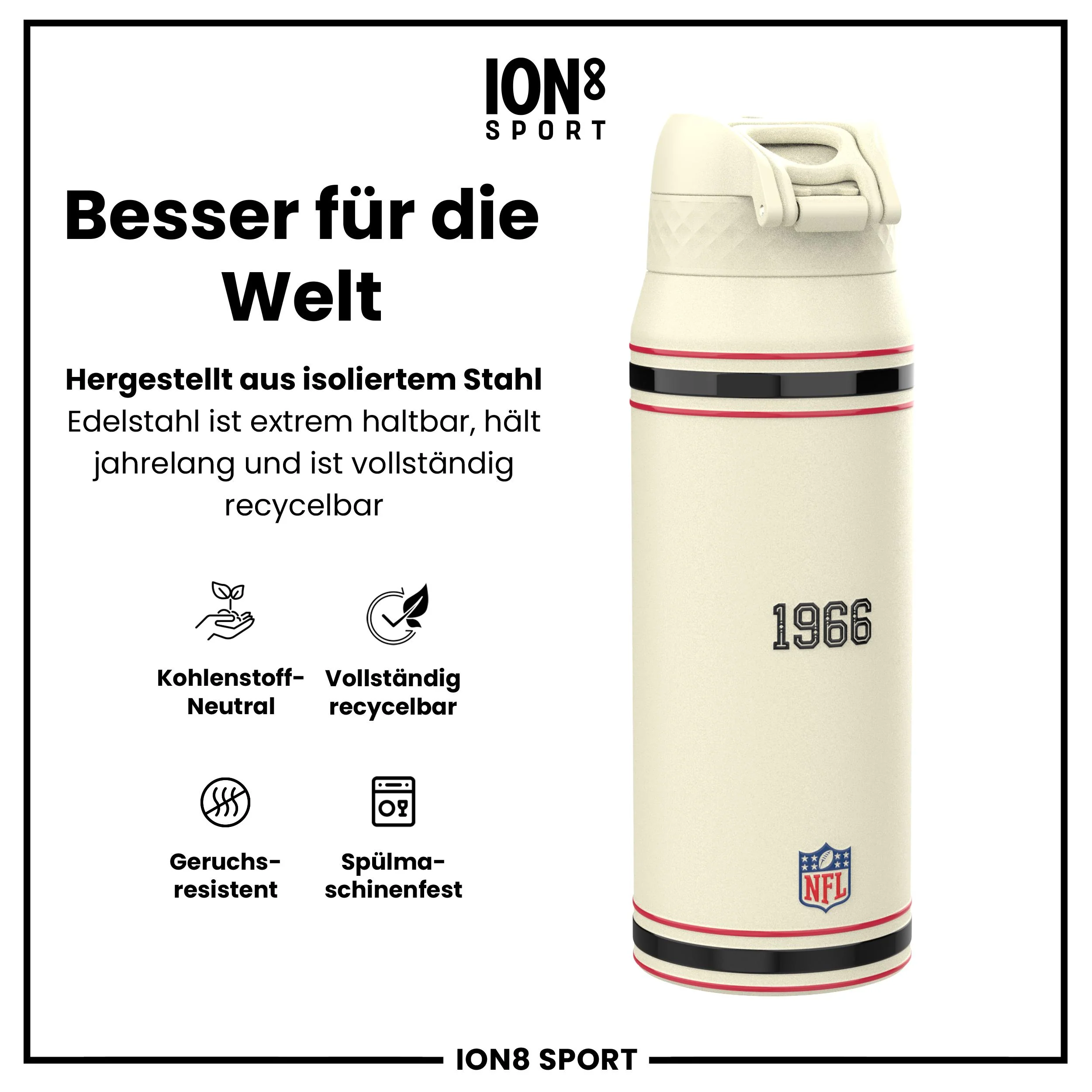 NFL x ION8, Isolierte Edelstahl, Falcons, 750 ml - Image 5