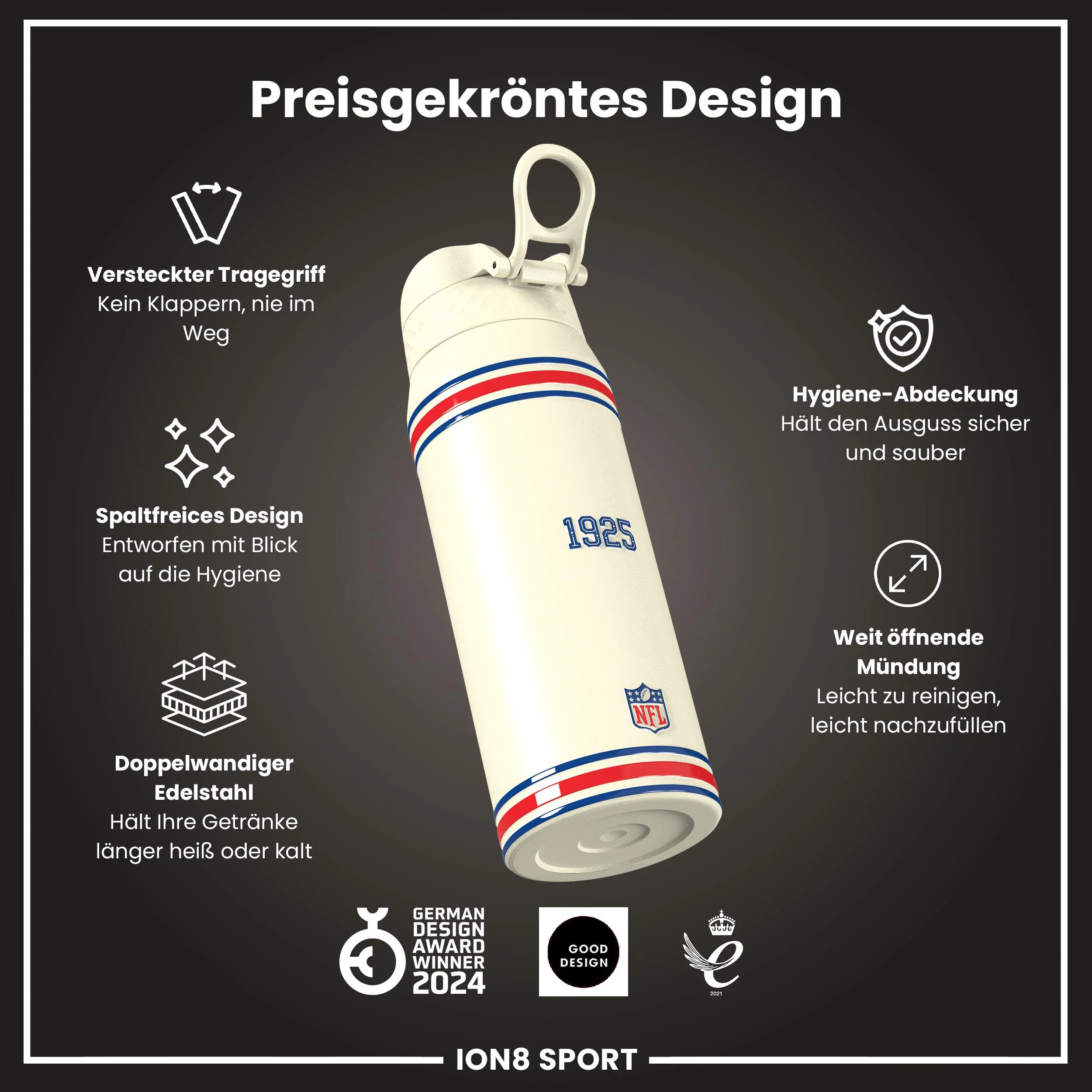 NFL x ION8, Isolierte Edelstahl, Giants, 750 ml - Image 6
