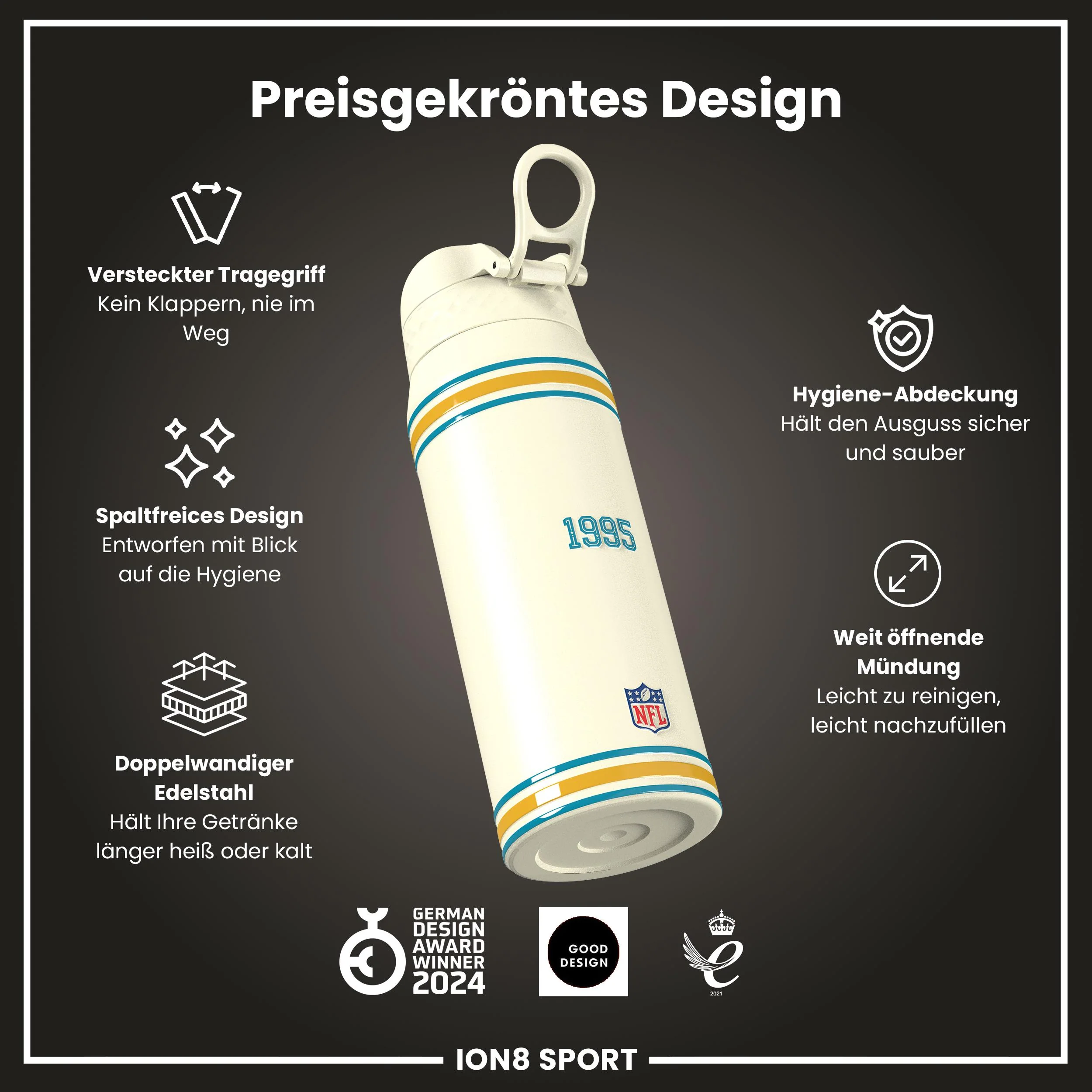 NFL x ION8, Isolierte Edelstahl, Jaguars, 750 ml - Image 6