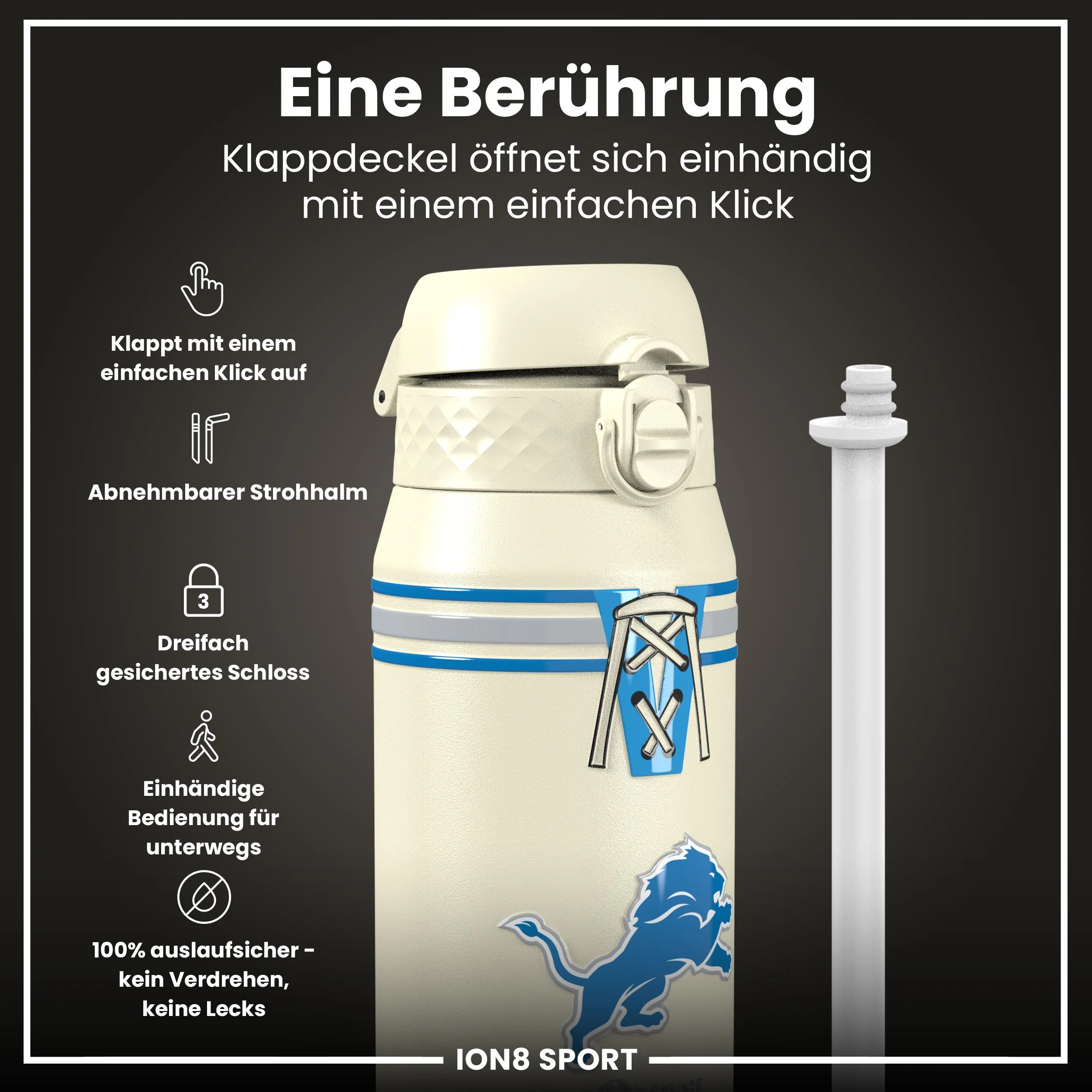 NFL x ION8, Isolierte Edelstahl, Lions, 750 ml - Image 3