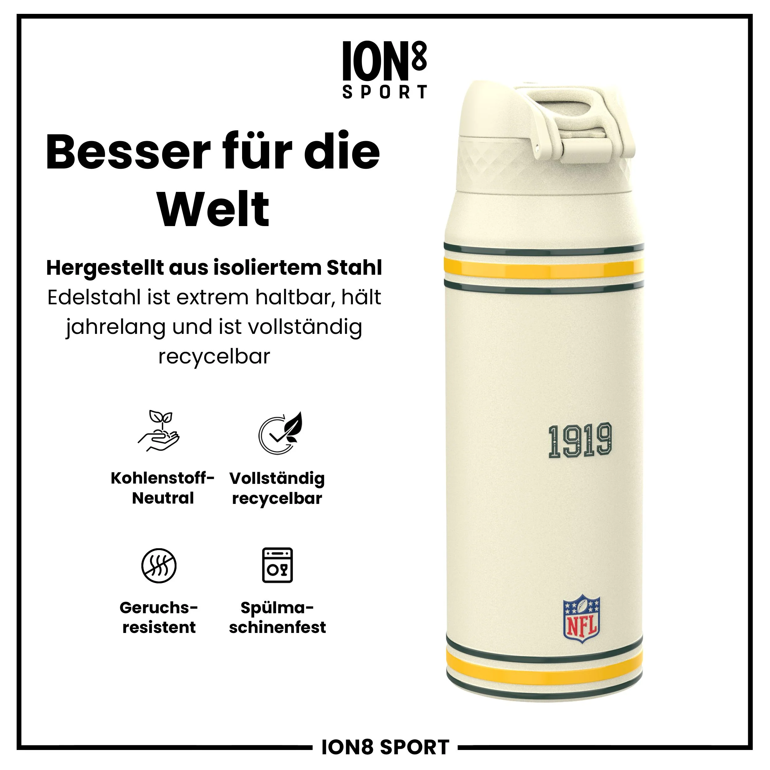NFL x ION8, Isolierte Edelstahl, Packers, 750 ml - Image 5